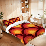 70s Retro Comforter Set: Queen Size Microfiber Bedding with Orange Circle Print