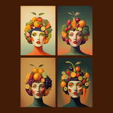 70s style PRINTABLE WALL ART, 4 Unique Vintage Design Prints, Retro Midcentury Wall Decor, Arcimboldo style