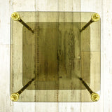 Square 1980s GOLDEN BRASS Smoked Glass Side TABLE with 2 tiers