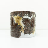 Lovely 70s CERAMIC PLANTER by MAREI Westgermany, handpainted leaves relief