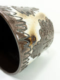 Lovely 70s CERAMIC PLANTER by MAREI Westgermany, handpainted leaves relief