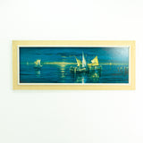 Framed VINTAGE SEASCAPE PRINT of a midcentury oil painting, ca. 1960s