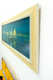 Framed VINTAGE SEASCAPE PRINT of a midcentury oil painting, ca. 1960s
