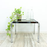1980s Smoked GLASS CHROME Coffee TABLE night stand side table
