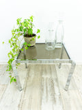 1980s Smoked GLASS CHROME Coffee TABLE night stand side table