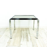 1980s Smoked GLASS CHROME Coffee TABLE night stand side table