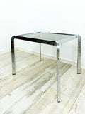 1980s Smoked GLASS CHROME Coffee TABLE night stand side table