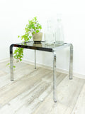 1980s Smoked GLASS CHROME Coffee TABLE night stand side table
