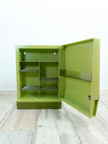 Pale moss green 1970s lockable BATHROOM MEDICINE CABINET with 2 drawers