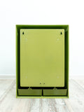 Pale moss green 1970s lockable BATHROOM MEDICINE CABINET with 2 drawers