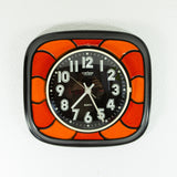 Fabulous orange red brown 1970s ceramic WALL CLOCK by Pallas, Westgermany