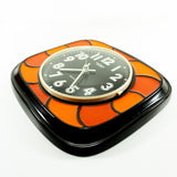 Fabulous orange red brown 1970s ceramic WALL CLOCK by Pallas, Westgermany