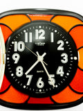 Fabulous orange red brown 1970s ceramic WALL CLOCK by Pallas, Westgermany