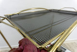 1950s elegant midcentury BRASS BAR CART tea trolley black gold