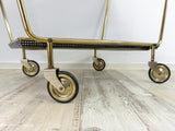 1950s elegant midcentury BRASS BAR CART tea trolley black gold