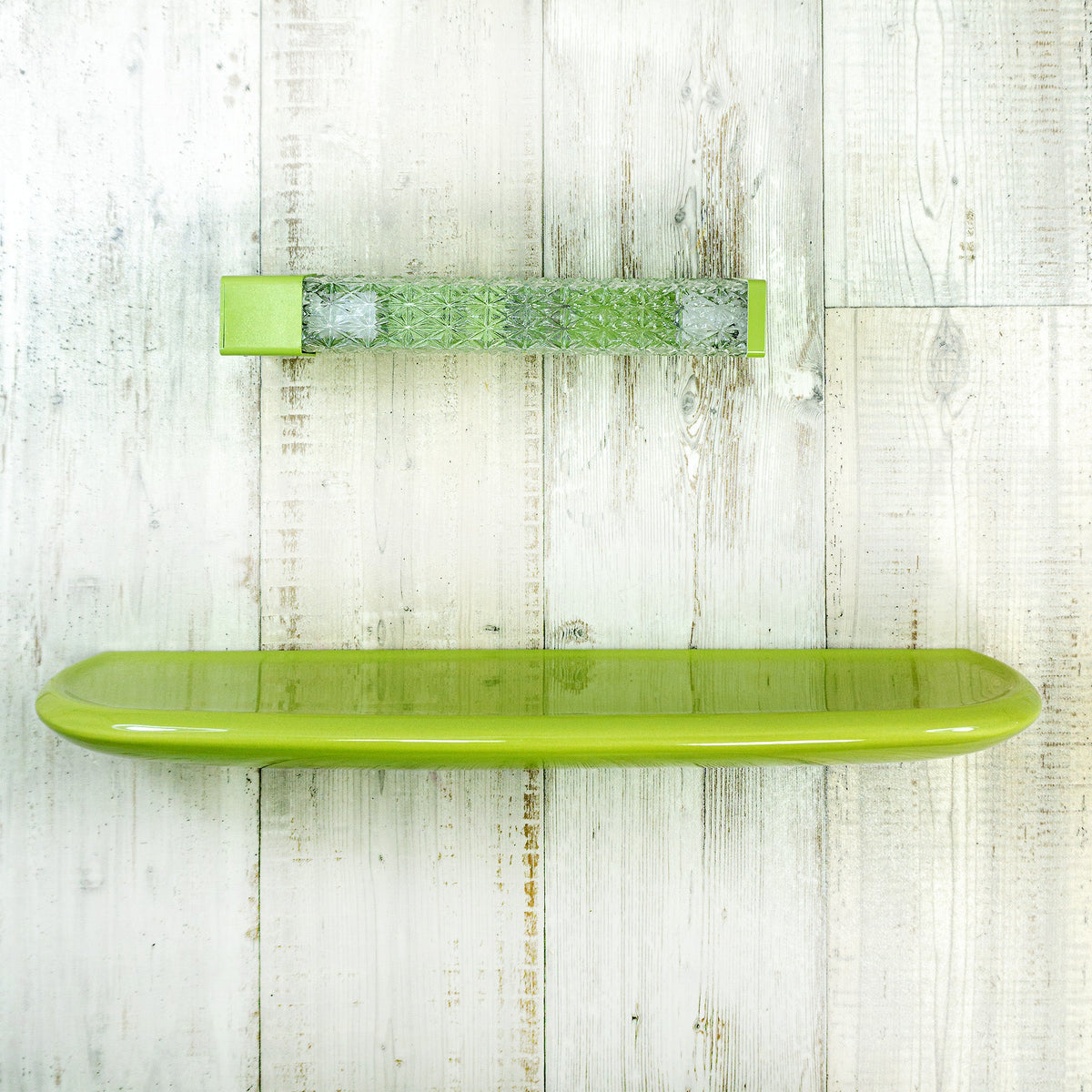 Original 1970s Westgerman green floating BATHROOM CERAMIC SHELF 1 of 2 VINTARAMA