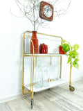Iconic gold white 1970s FOLDABLE BAR TROLLEY 'Dinett' by Bremshey