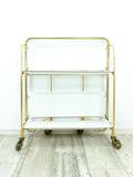 Iconic gold white 1970s FOLDABLE BAR TROLLEY 'Dinett' by Bremshey