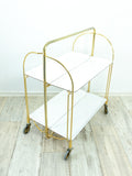 Iconic gold white 1970s FOLDABLE BAR TROLLEY 'Dinett' by Bremshey