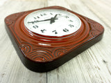 1970s Square RED CERAMIC MIDCENTURY Wall Clock Westgermany by Diplomat