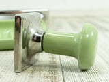 1970s green silver BATHROOM SET of soap dish and wall hook, stainless steel plastic