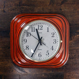 Square Red 1960s Midcentury Op-Art CERAMIC WALL CLOCK by Europa, Westgermany