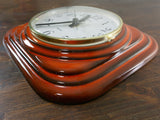 Square Red 1960s Midcentury Op-Art CERAMIC WALL CLOCK by Europa, Westgermany