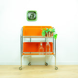 Iconic Orange 1970s FOLDABLE SERVING TROLLEY Bar Cart | Midcentury Folding Trolley