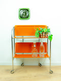 Iconic Orange 1970s FOLDABLE SERVING TROLLEY Bar Cart | Midcentury Folding Trolley