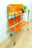Iconic Orange 1970s FOLDABLE SERVING TROLLEY Bar Cart | Midcentury Folding Trolley