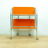 Iconic Orange 1970s FOLDABLE SERVING TROLLEY Bar Cart | Midcentury Folding Trolley