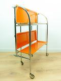 Iconic Orange 1970s FOLDABLE SERVING TROLLEY Bar Cart | Midcentury Folding Trolley