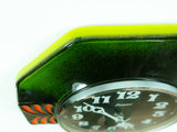 Moss Green Orange Black 1970s MIDCENTURY WALL CLOCK By Heges