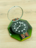 Moss Green Orange Black 1970s MIDCENTURY WALL CLOCK By Heges