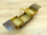 1960s Bicolor Midcentury OAK WOODEN SEWING or cantilever Jewelry Box