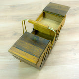 1960s Bicolor Midcentury OAK WOODEN SEWING or cantilever Jewelry Box