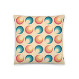ABSTRACT 60s RETRO PILLOW Blue Orange Beige Circles, Midcentury Style Home Decor