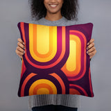 Abstract 70s MIDCENTURY STYLE PILLOW Red Orange Yellow Brown Waves Stripes