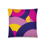 Groovy 70s RETRO THROW PILLOW Circles Pattern Yellow Pink Purple Midcentury Cushion
