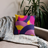 Groovy 70s RETRO THROW PILLOW Circles Pattern Yellow Pink Purple Midcentury Cushion