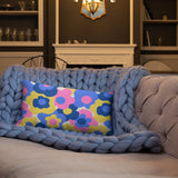 70s FLOWER PILLOW Hippie Retro Flower Power Mod, Midcentury Style Pink Blue Yellow