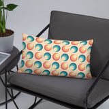 ABSTRACT 60s RETRO PILLOW Blue Orange Beige Circles, Midcentury Style Home Decor