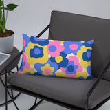 70s FLOWER PILLOW Hippie Retro Flower Power Mod, Midcentury Style Pink Blue Yellow