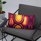 Abstract 70s MIDCENTURY STYLE PILLOW Red Orange Yellow Brown Waves Stripes