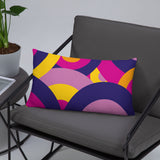 Groovy 70s RETRO THROW PILLOW Circles Pattern Yellow Pink Purple Midcentury Cushion