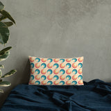 ABSTRACT 60s RETRO PILLOW Blue Orange Beige Circles, Midcentury Style Home Decor