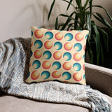 ABSTRACT 60s RETRO PILLOW Blue Orange Beige Circles, Midcentury Style Home Decor