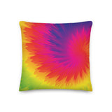 70s RETRO RAINBOW Tie-Dye Premium PILLOW, Bohemian Hippie Psychedelic Decor