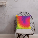 70s RETRO RAINBOW Tie-Dye Premium PILLOW, Bohemian Hippie Psychedelic Decor