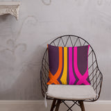 70s GROOVY RETRO Premium PILLOW Orange Pink Purple Yellow, Groovy Throw Hippie Chic Cushion